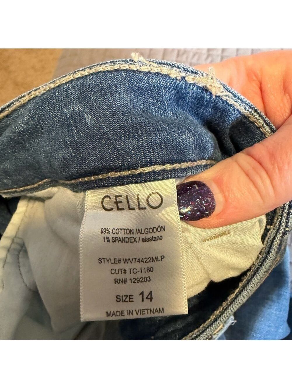 Chic Soul Blue Distressed Jeans Women Size 14 - Picture 4 of 6